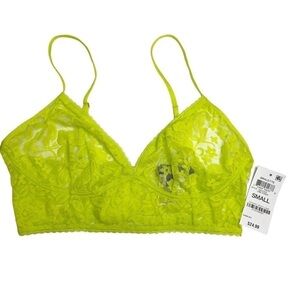INC International Concepts Intimates Lace Bralette Lime Punch Green Small New